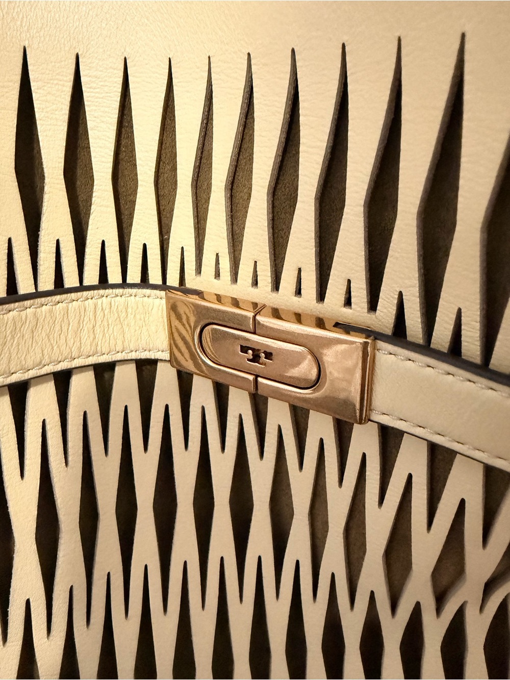 Tory Burch Yellow Woven Satchel with Brown Handle - Picture 2 of 10
